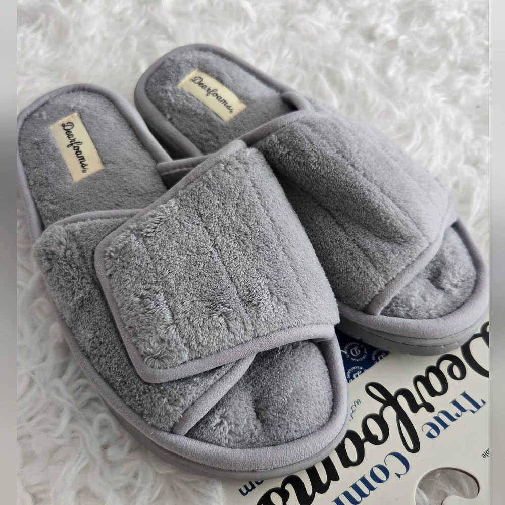 Dearfoams Women's Mickey Terry Adjustable Slide House Slipper. colorsleet. - Picture 2 of 7